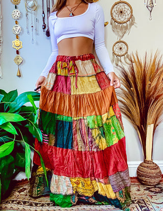 WOODLAND PATCHWORK SKIRT - WARM TONED