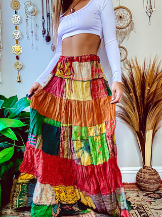 WOODLAND PATCHWORK SKIRT - WARM TONED