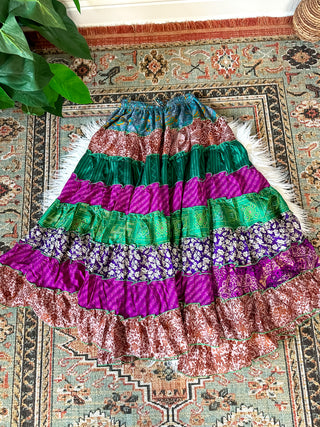 PATCHWORK TIERED SKIRT