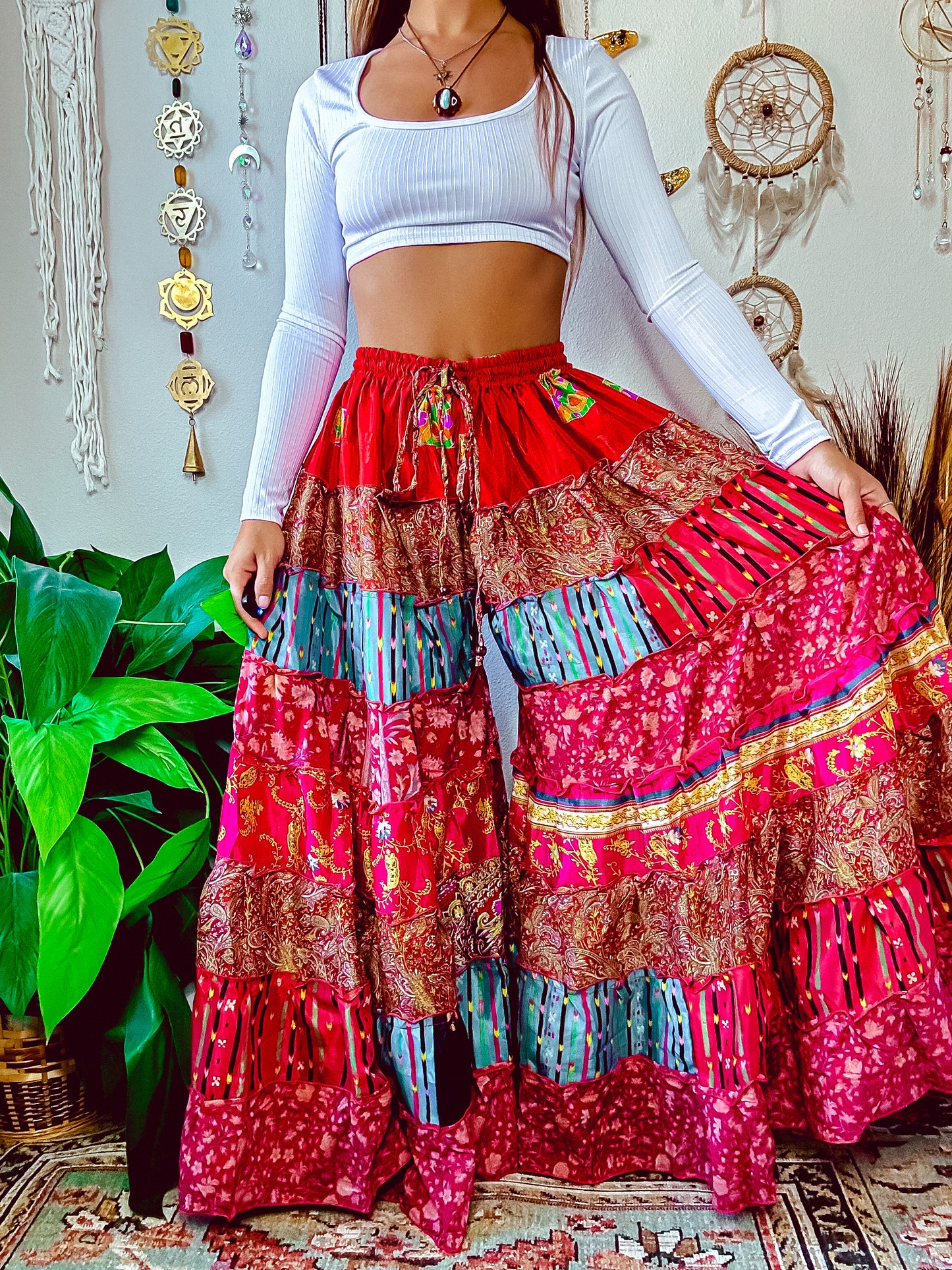 PATCHWORK TIERED PANTS (REGULAR)