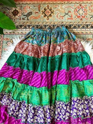 PATCHWORK TIERED SKIRT