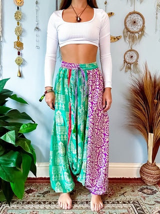SILK DROP CROTCH HAREM TROUSERS