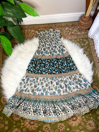 FLORAL PATCHWORK TIERED DRESS