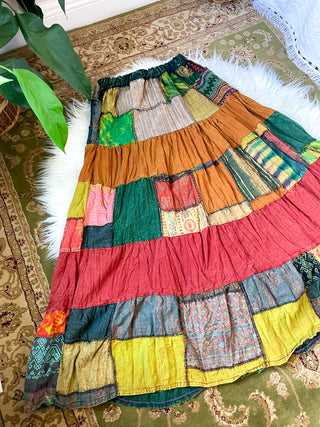 WOODLAND PATCHWORK SKIRT - WARM TONED