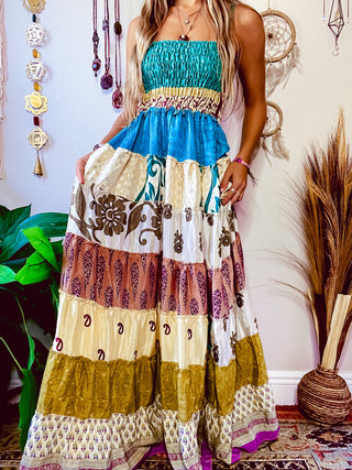PATCHWORK TIERED DRESS
