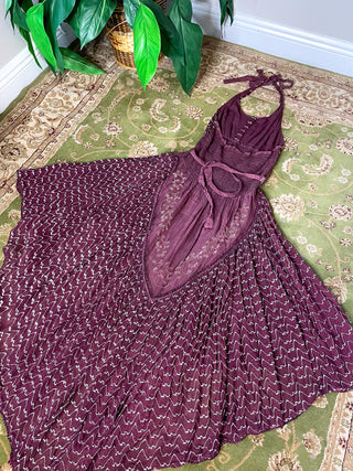 BURGUNDY EMBROIDERED PIXIE DRESS