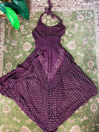 BURGUNDY EMBROIDERED PIXIE DRESS