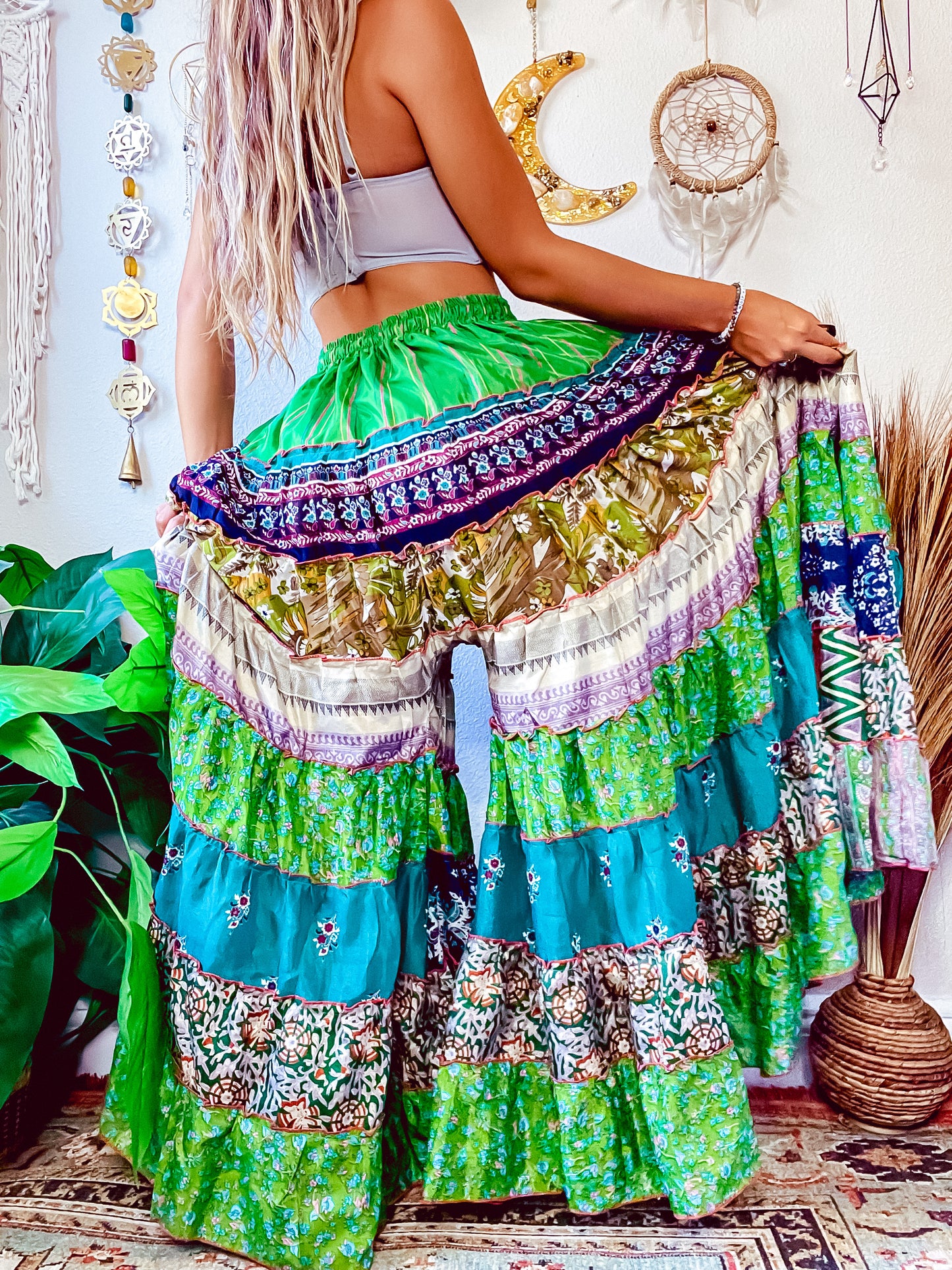 PATCHWORK TIERED PANTS