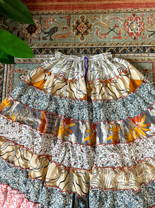 PATCHWORK TIERED SKIRT