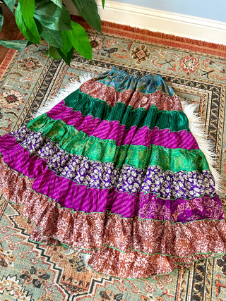 PATCHWORK TIERED SKIRT