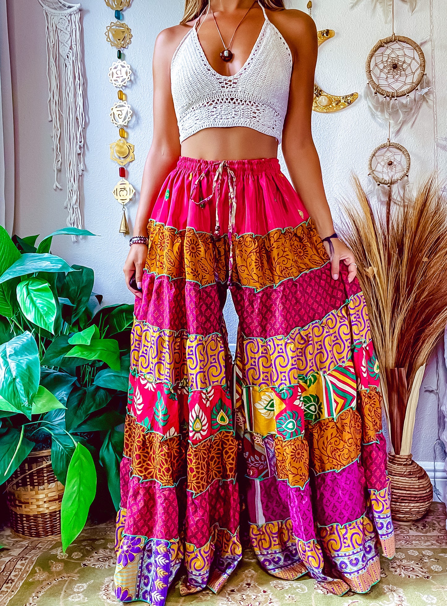 PATCHWORK TIERED PANTS