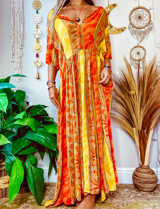 SUNSET FLORAL PATCHWORK DRESS