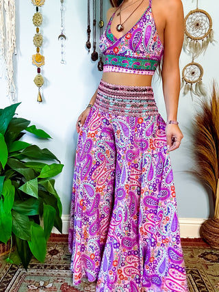 SILK HALTER TOP & PANTS SET