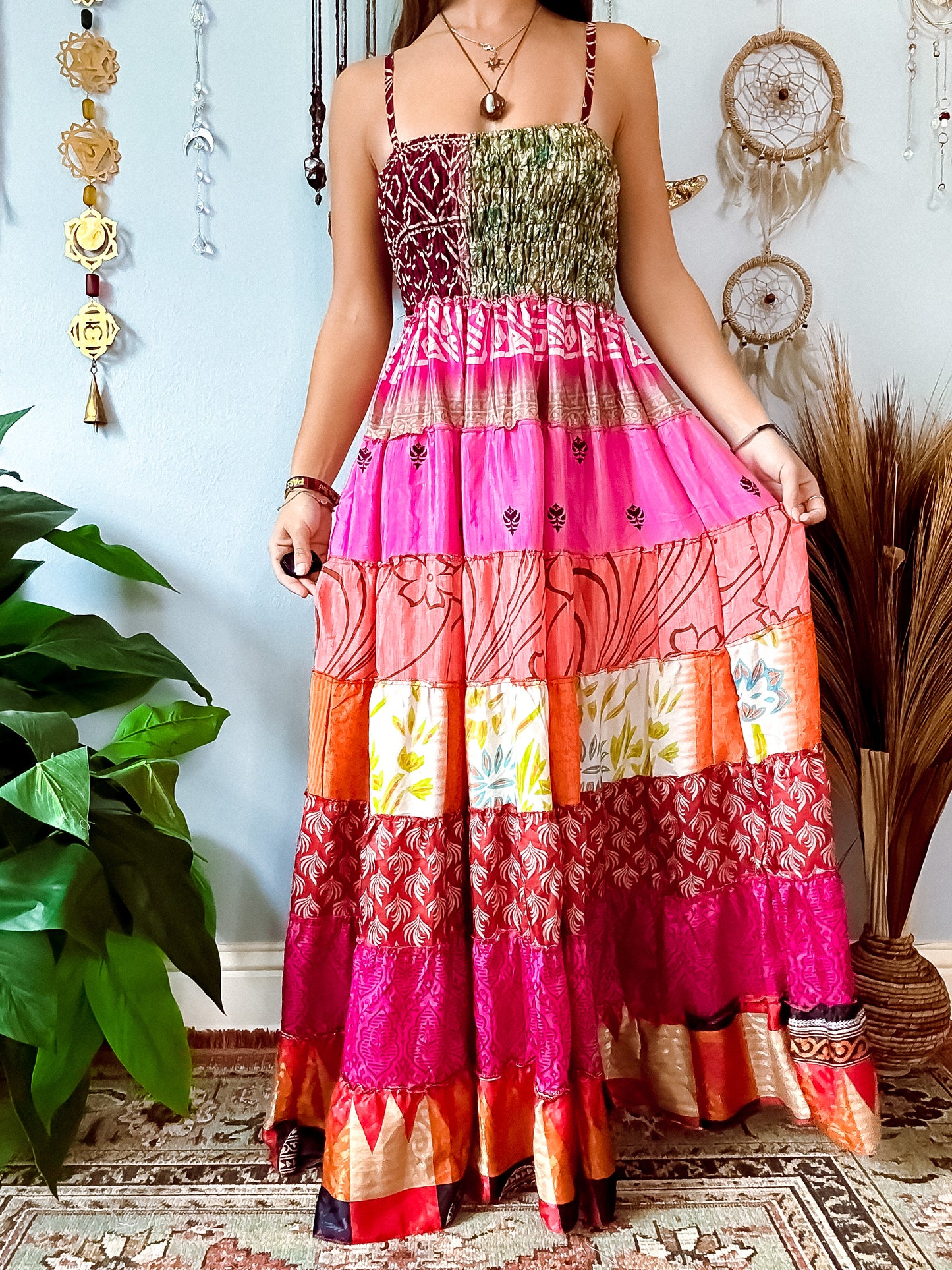 PATCHWORK TIERED DRESS