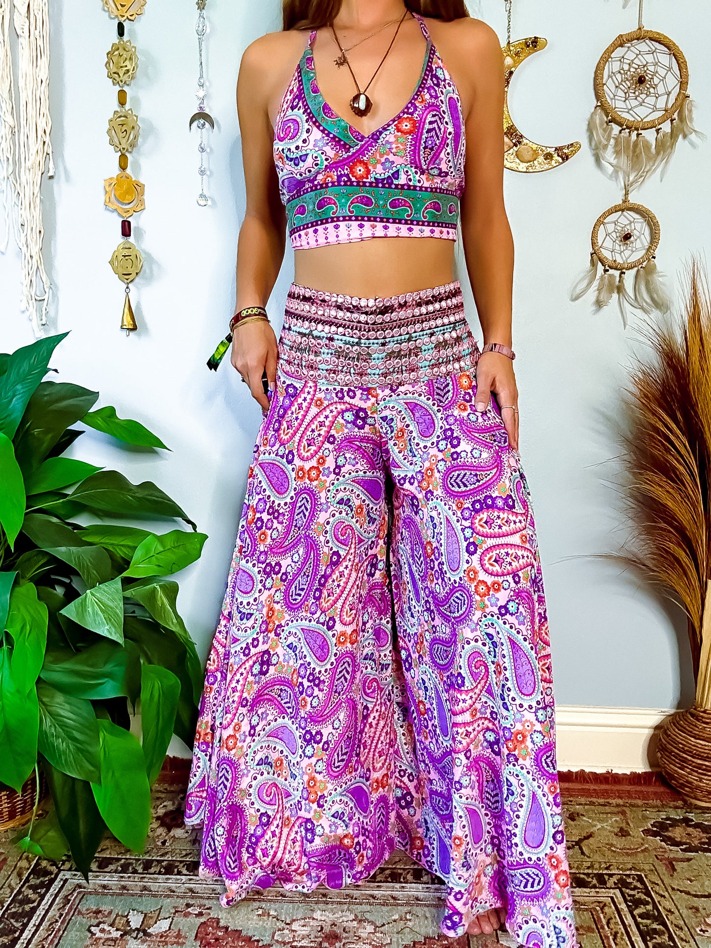SILK HALTER TOP & PANTS SET