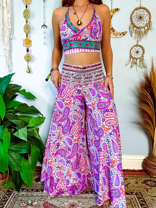 SILK HALTER TOP & PANTS SET