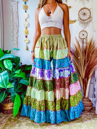 PATCHWORK TIERED PANTS