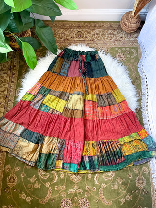 WOODLAND PATCHWORK SKIRT - WARM TONED