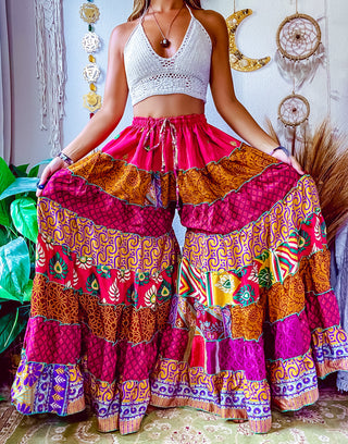 PATCHWORK TIERED PANTS
