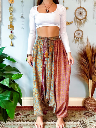 SILK DROP CROTCH HAREM TROUSERS