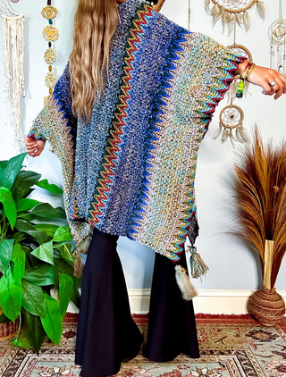 MADISON CROCHET SHAWL - BLUE