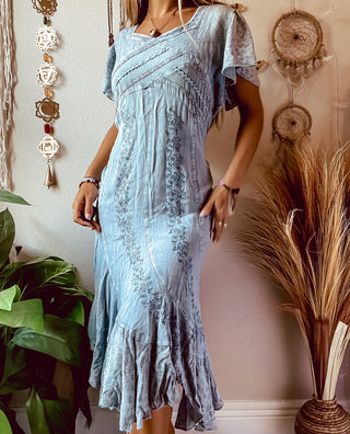 EMBROIDERED FLORAL PIXIE DRESS