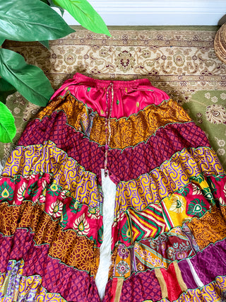 PATCHWORK TIERED PANTS