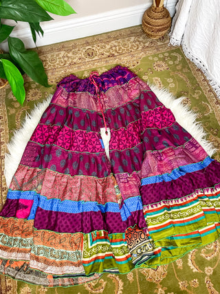 PATCHWORK TIERED PANTS