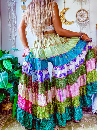 PATCHWORK TIERED PANTS