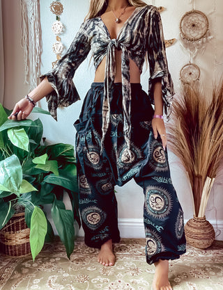 OMELIA HAREM PANTS - BLACK & CREAM