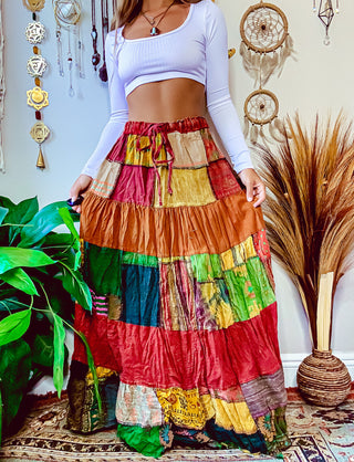 WOODLAND PATCHWORK SKIRT - WARM TONED