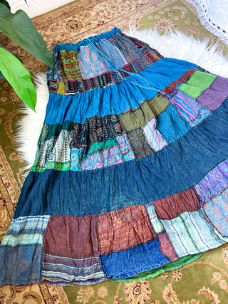 WOODLAND PATCHWORK SKIRT - COOL TONED