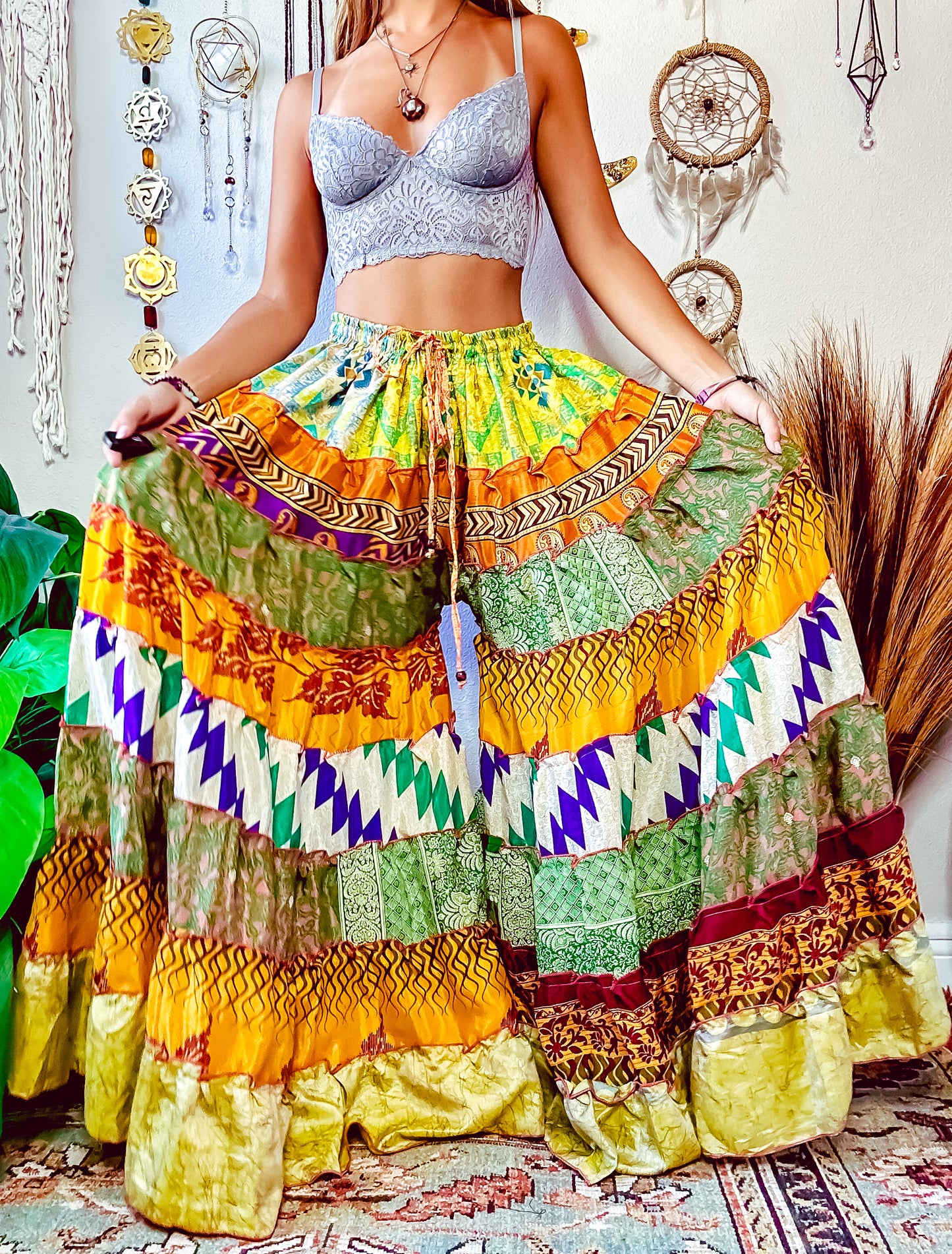 PATCHWORK TIERED PANTS
