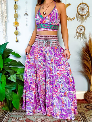 SILK HALTER TOP & PANTS SET