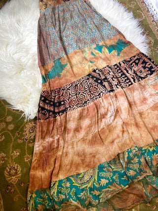 TIERED PATCHWORK DRESS