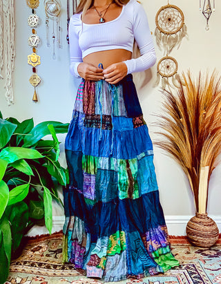 WOODLAND PATCHWORK SKIRT - COOL TONED