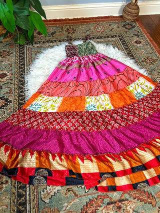 PATCHWORK TIERED DRESS