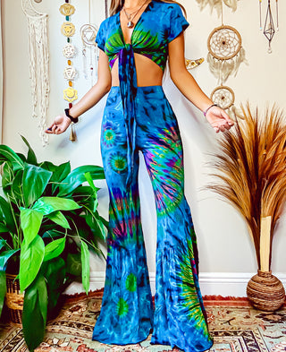 NALIE SPLIT LEG BELL BOTTOMS - TURQUOISE