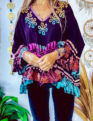 BLACK DYED EMBROIDERED TUNIC