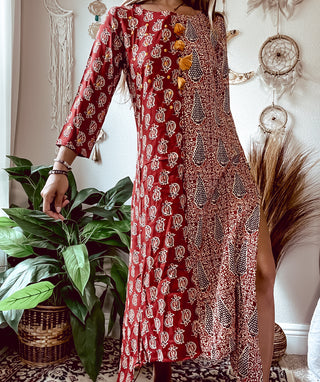 SPLIT PATCHWORK DRESS
