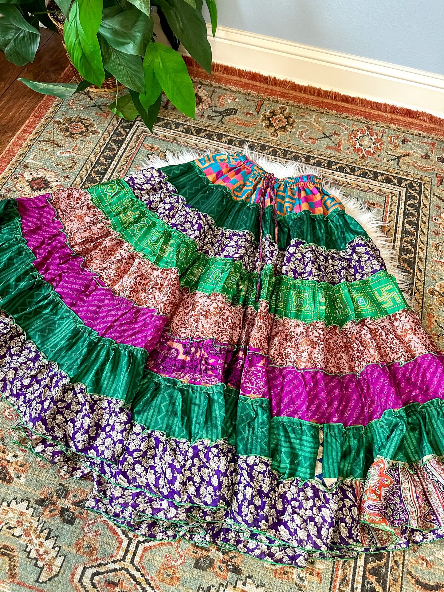 PATCHWORK TIERED SKIRT
