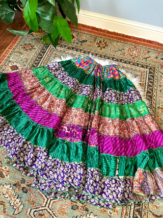 PATCHWORK TIERED SKIRT