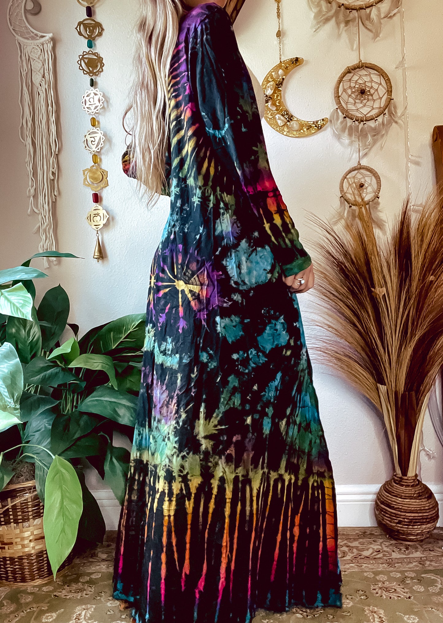 BLACK PSYCHEDELIC TIE DYE DUSTER