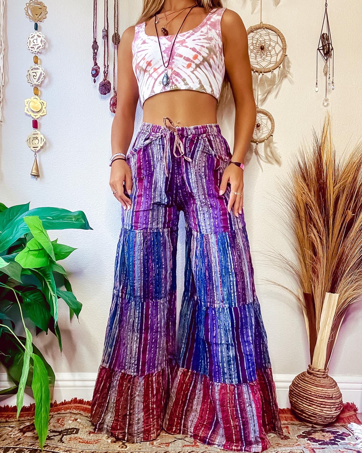 HUNTER PATCHWORK TIERED WIDE LEG TROUSERS