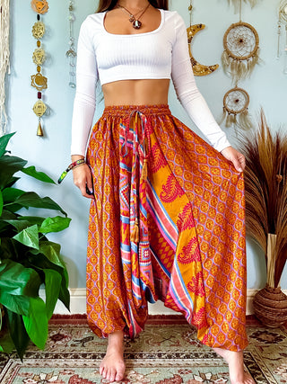 SILK DROP CROTCH HAREM TROUSERS