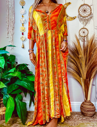 SUNSET FLORAL PATCHWORK DRESS