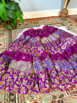 PATCHWORK TIERED SKIRT