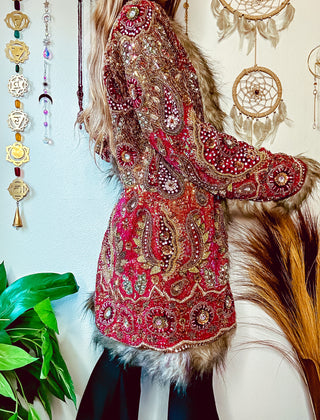 OOAK FAUX FUR TRIM COAT