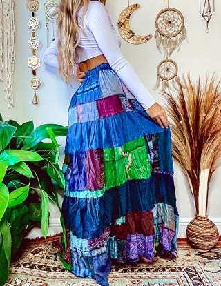 WOODLAND PATCHWORK SKIRT - COOL TONED
