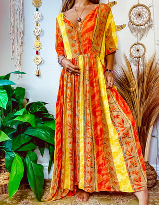 SUNSET FLORAL PATCHWORK DRESS